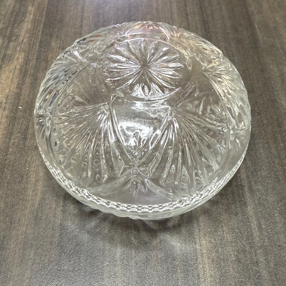 Vintage Crystal Jewelry‎ Holder Trinket Dish Ring Holder Clear Glass Bowl Set